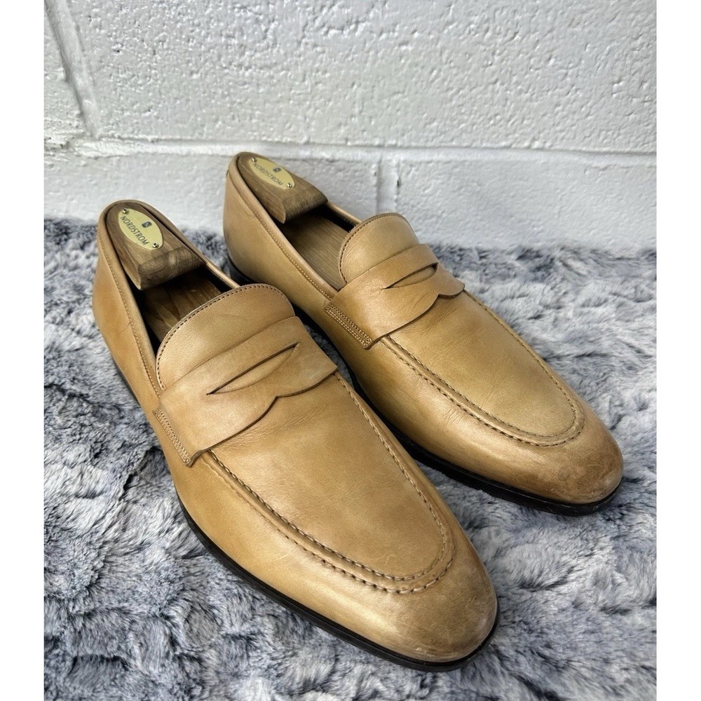 TO BOOT NEW YORK Tesoro Tan/Cognac Brown Loafers Italian Calf Leather Mens Sz 10